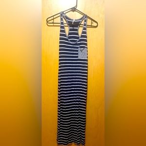 Striped navy racer back maxi dress size S